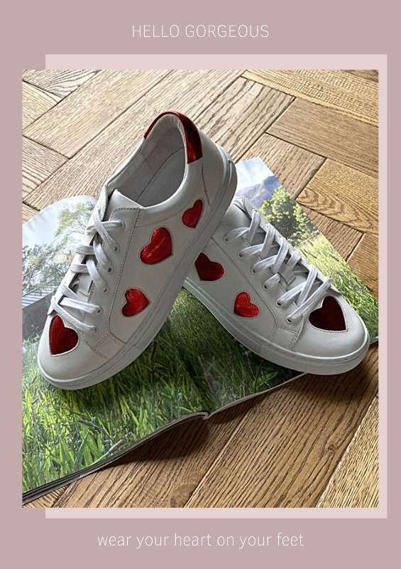 Leather trainers with hearts