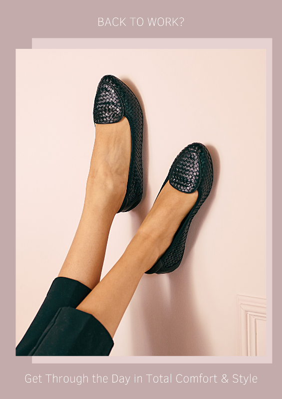 Clapham black Leather Flats for Work