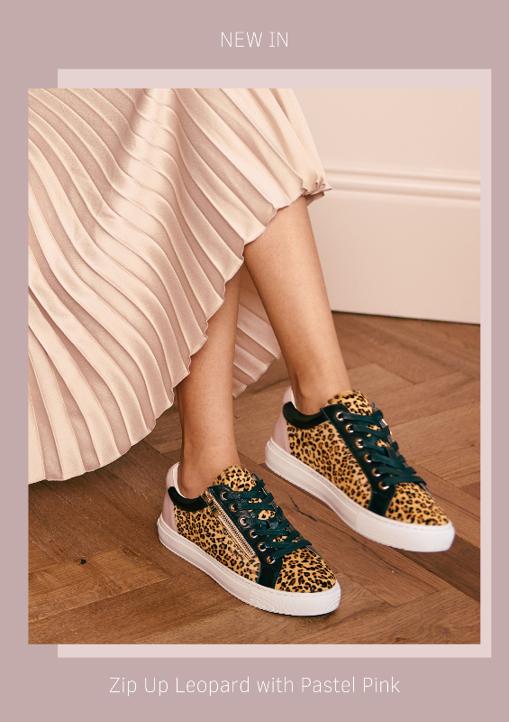 Leopard print trainers with gold zip detail
