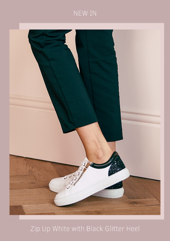 Hoxton White Zip Up Leather Trainers