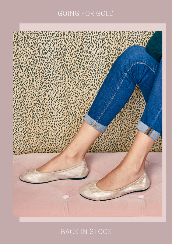Barbican gold foldable ballet pumps and flats