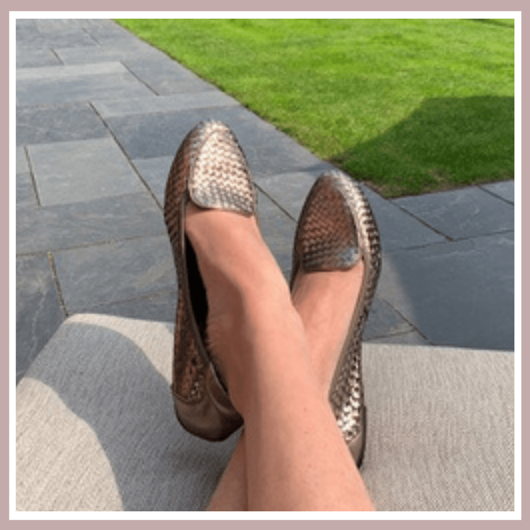 Zella in her Clapham Pewter Cocorose Shoes