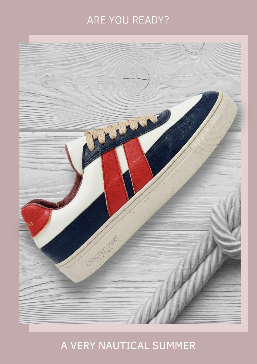 marine blue plant-powered vegan trainers