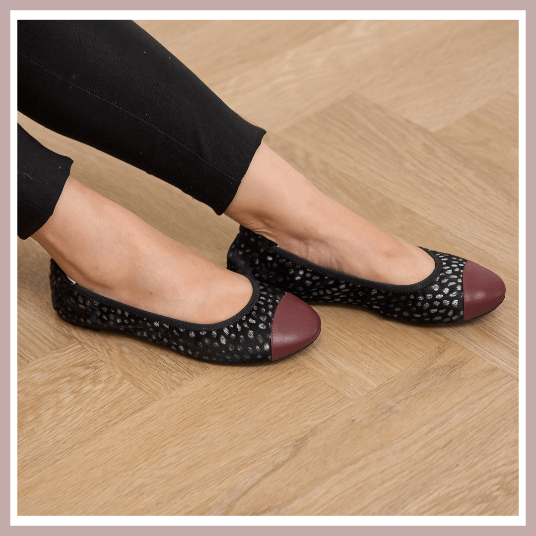 Black Ballet flats with animal print finish