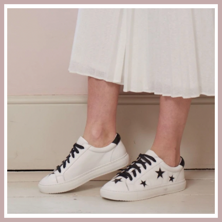 White Leather trainer with black stars