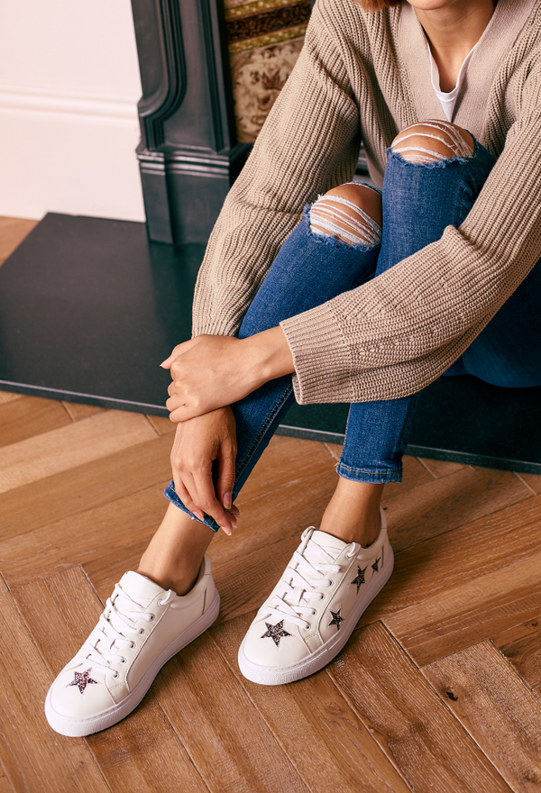 Womens white best sale trainers with stars