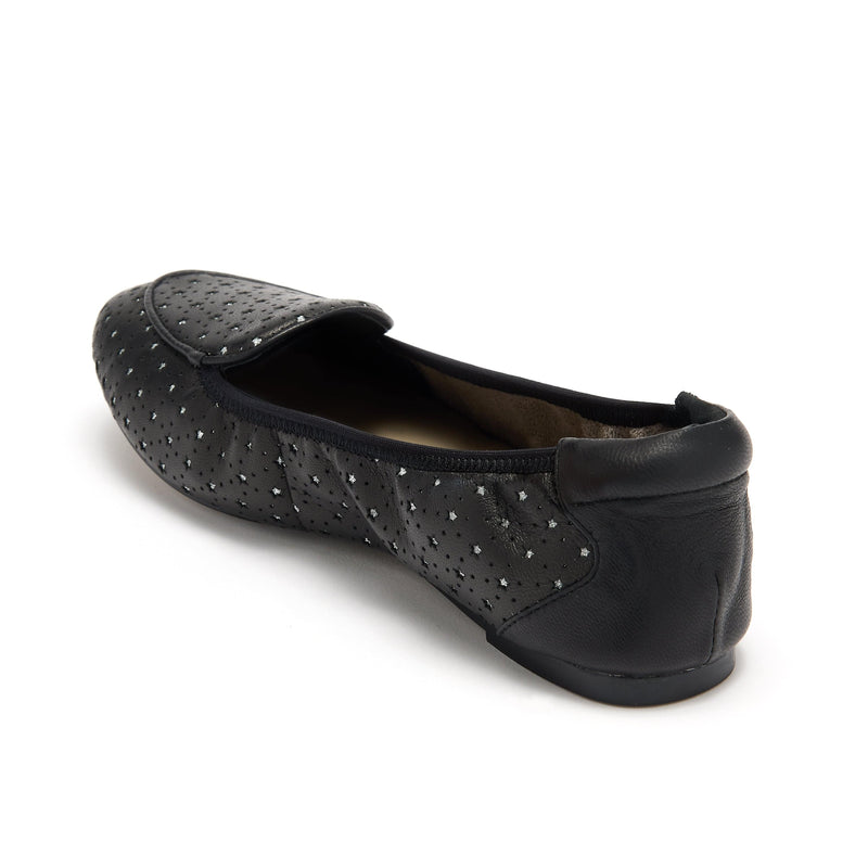 Clapham - Black Leather Flats with Silver Stars Cocorose London