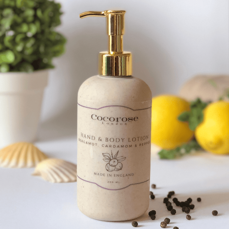 Warming bergamot, cardamom and pepper hand and body lotion