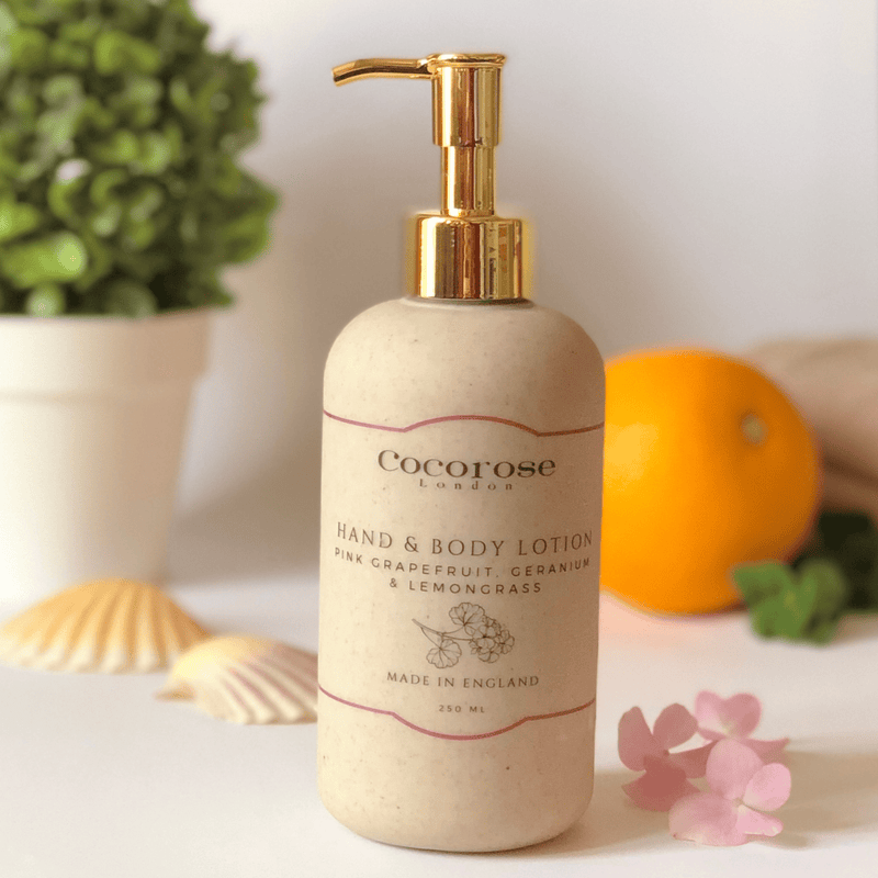 luxury hand and body lotion - pink grapefruit, geranium and lemongrass | made in West Sussex England