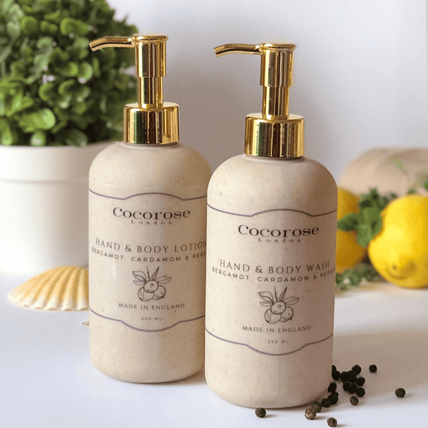 Luxury Hand and Body Wash and Lotion Set - Bergamot, Cardamom and Pepper