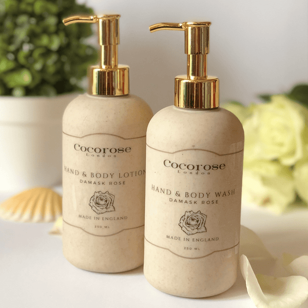 Luxury hand and body wash and lotion set damask rose