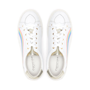 Hoxton - White Leather Trainers with Rainbow Cocorose London