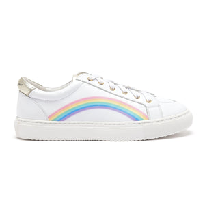 Hoxton - White Leather Trainers with Rainbow Cocorose London