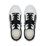 Hoxton - Black and White Leather Trainers with Silver Studs Cocorose London