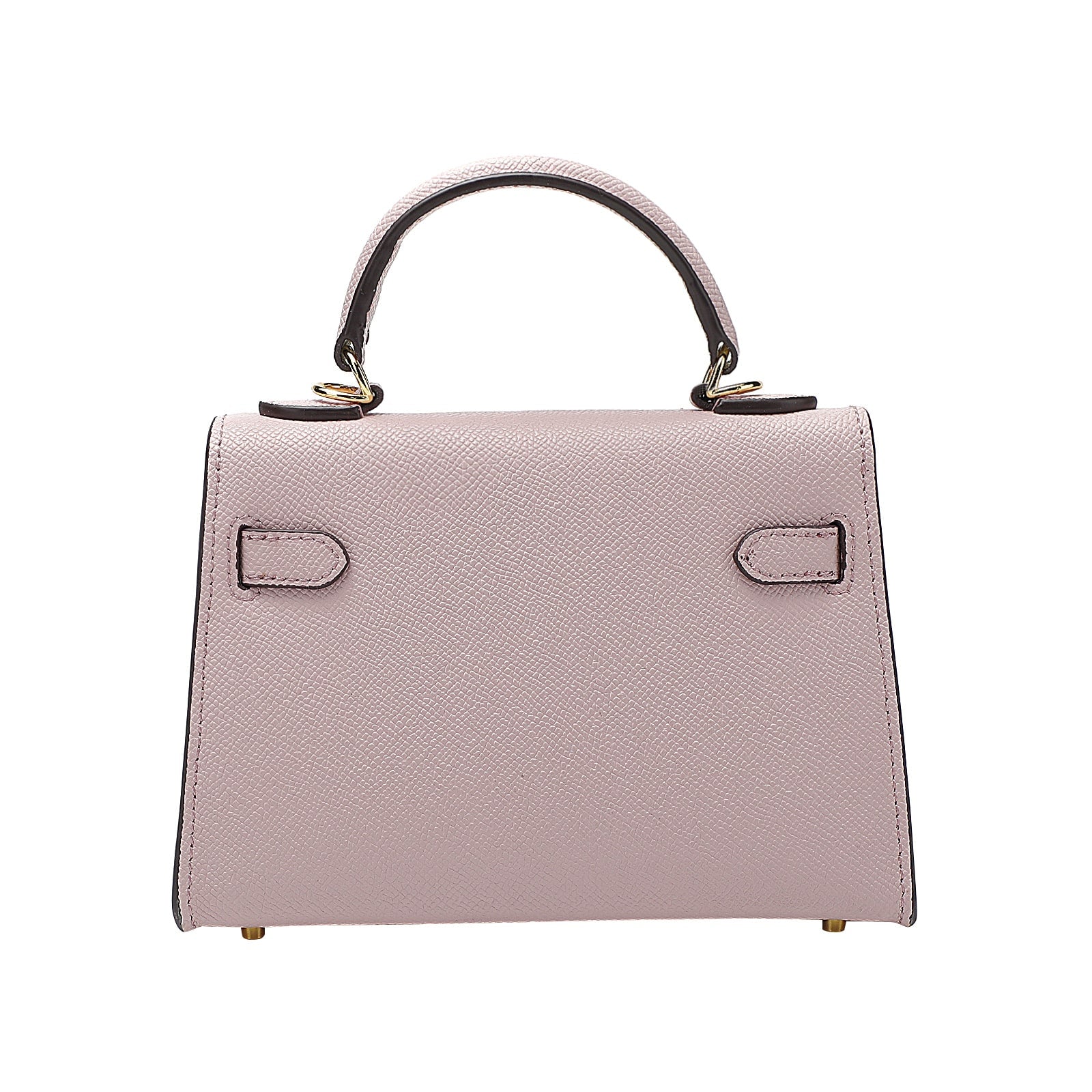 Pink Belt-Buckle Leather Handbag with Detachable Shoulder Strap