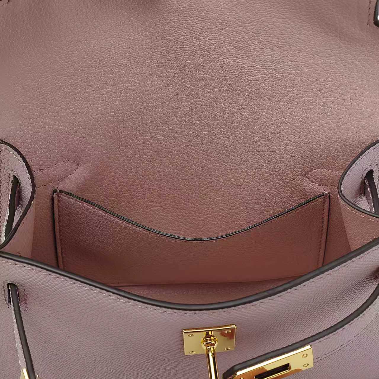 Pink Belt-Buckle Leather Handbag with Detachable Shoulder Strap