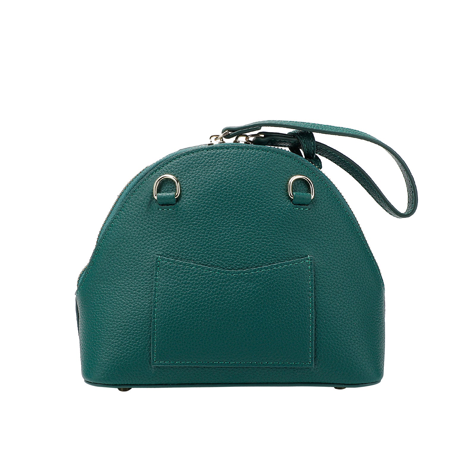 Green Leather Dome Bag — Hair-On Panel & Statement Tassel