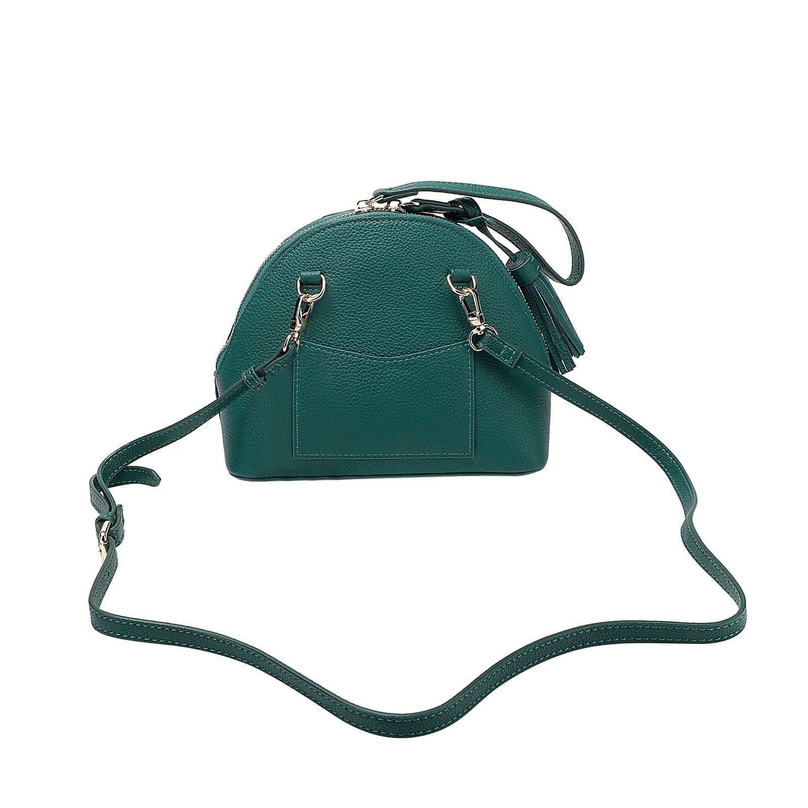 Green Leather Dome Bag — Hair-On Panel & Statement Tassel