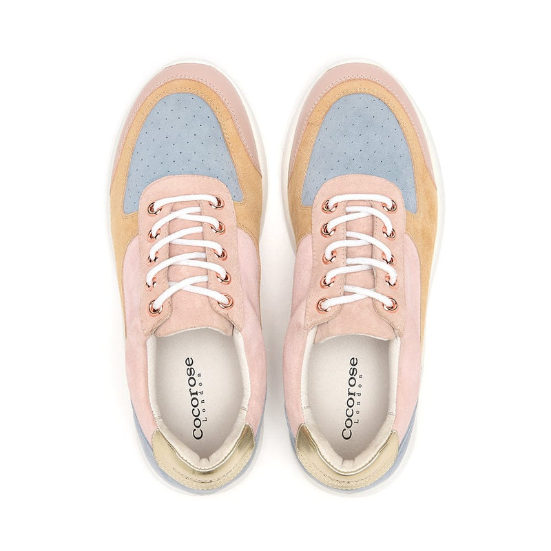 Shoreditch - White Pastel Suede Leather Trainers Cocorose London