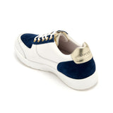 Shoreditch - White, Navy Suede, Gold Leather Trainers Cocorose London