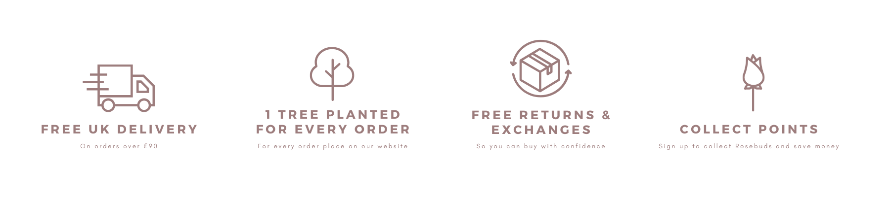 Why buy Cocorose Free Deliver, Free Returns, Trees planted and Rosebuds Gathered