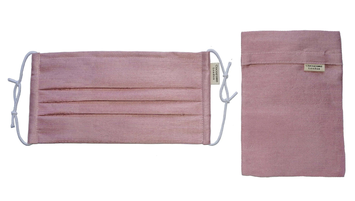 Silk Lined Blush Pink Face Mask with Nose Wire and Filter Pocket