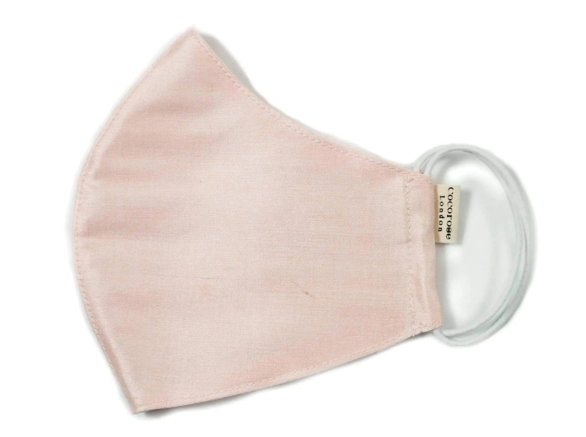 Silk Face Mask with Filter Pocket and Matching Pouch - Peach Cocorose London