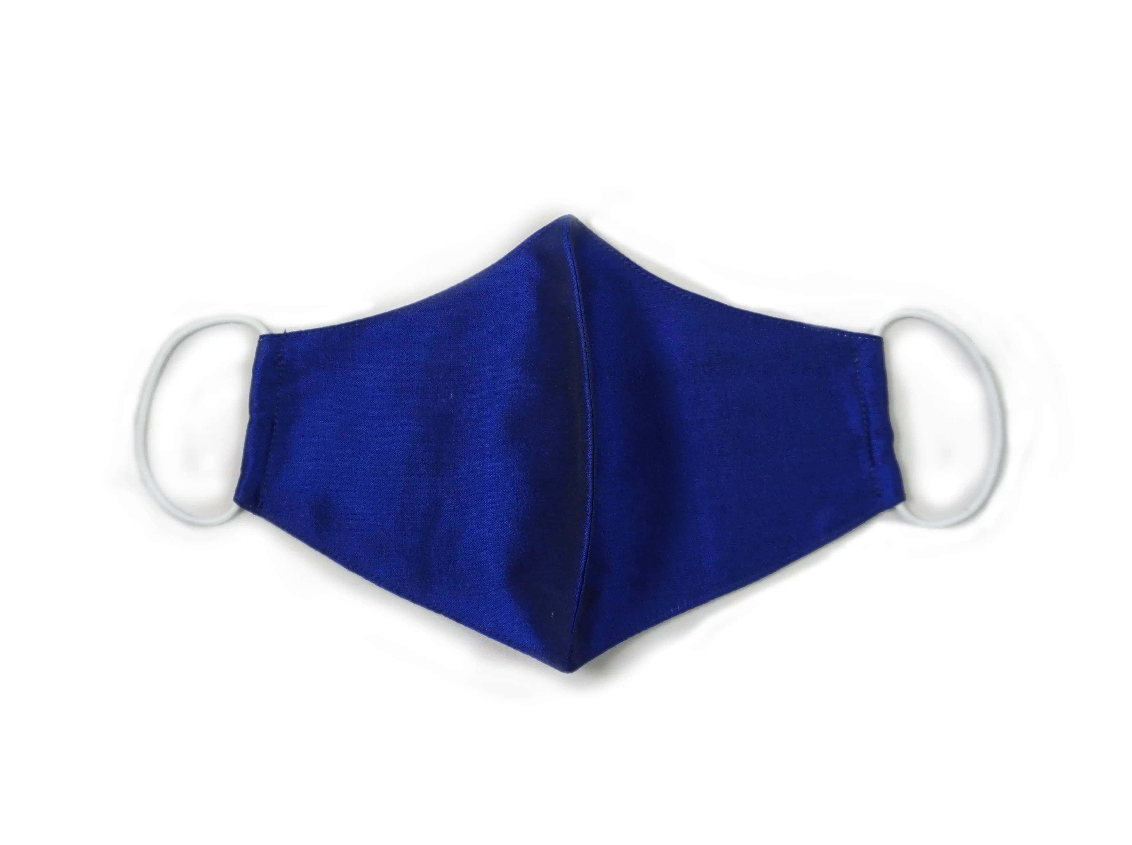 Silk Face Mask with Filter Pocket and Matching Pouch -  Royal Blue Cocorose London