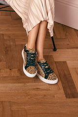 Hoxton - Leopard Trainers with Zip and Black Trim Cocorose London