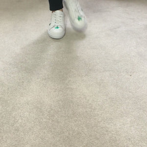 Hoxton - White with Metallic Green Stars Leather Trainers (EU43 Only)
