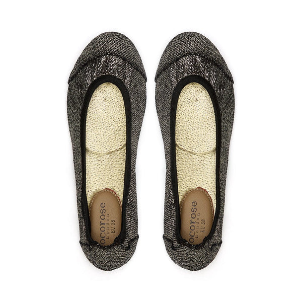 Barbican - Midnight Pewter Fold Up Ballet Flats Cocorose London