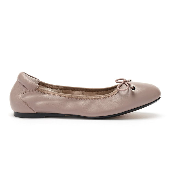 Barnes - Dusky Pink with Bow Leather Ballet Flats Cocorose London