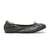 Barnes - Khaki Green with Bow Leather Ballet Flats Cocorose London