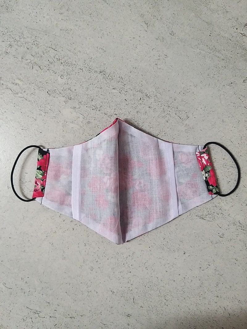 Cotton Face Mask with Filter Pocket and Matching Pouch - Rose Print Black Cocorose London