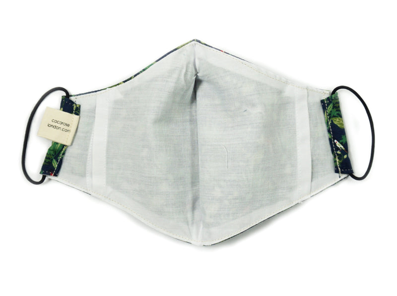 Cotton Face Mask with Filter Pocket and Matching Pouch - Tropical Cocorose London