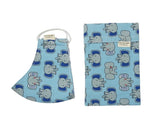 Children's Cotton Face Mask with Filter Pocket and Matching Pouch - Blue and Grey Elephants Cocorose London