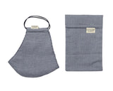 Cotton Face Mask with Filter Pocket and Matching Pouch - Gingham Navy Cocorose London