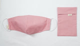 Cotton Face Mask with Filter Pocket and Matching Pouch - Plain Pink Cocorose London