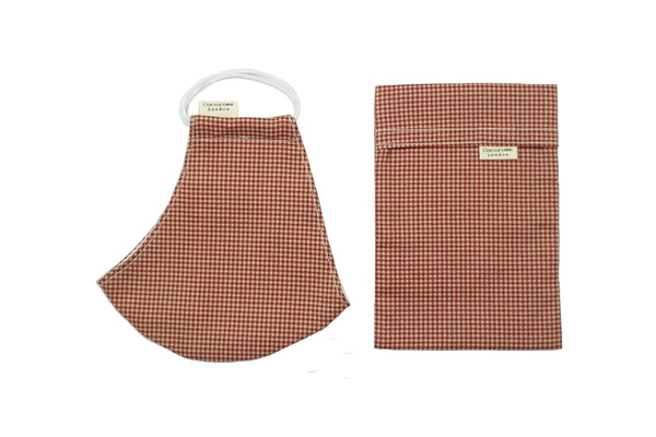 Cotton Face Mask with Filter Pocket and Matching Pouch - Gingham Terracotta Cocorose London