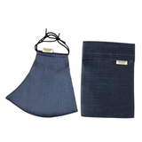 Silk Face Mask with Filter Pocket and Matching Pouch - Blue-Grey Cocorose London