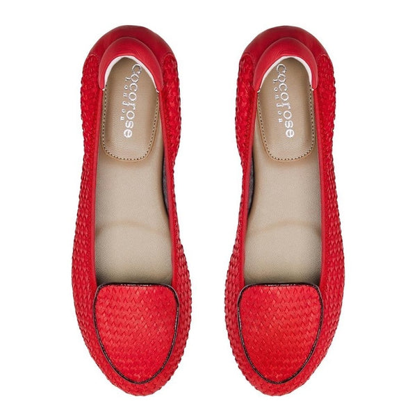 Clapham - Coral Woven Leather Loafers Cocorose London