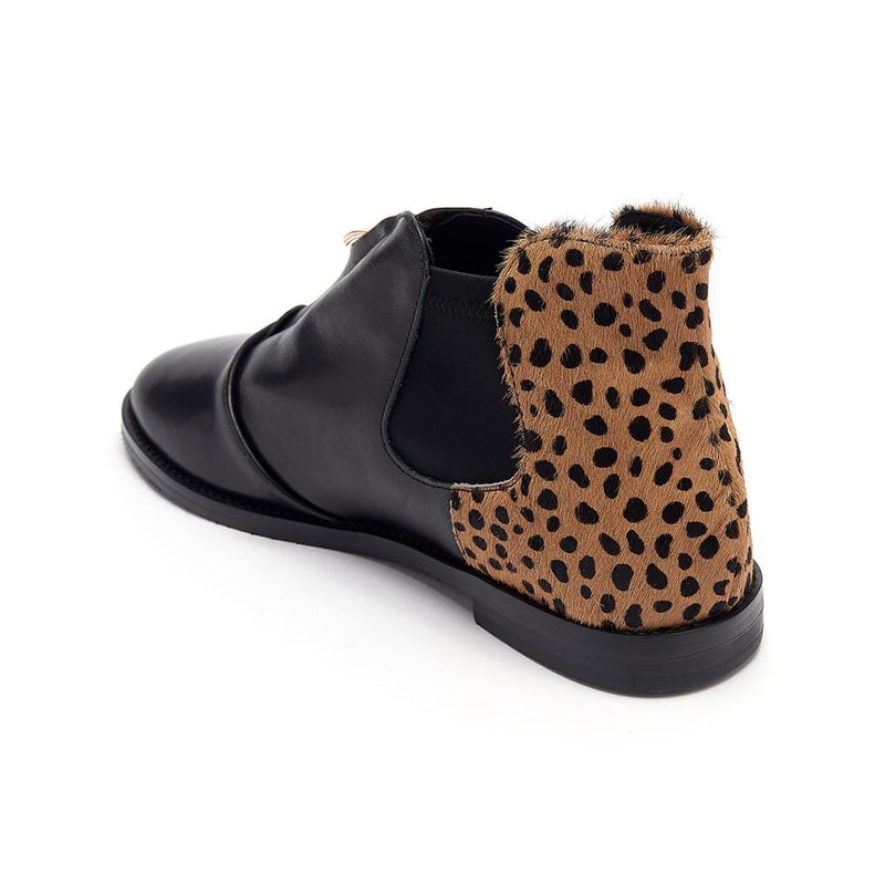 Hampstead - Black and Leopard Print Leather Boots Cocorose London