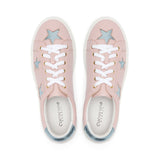 Hoxton - Pastel Pink with Blue Stars Leather Trainers Cocorose London