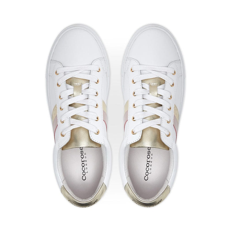 Hoxton - Stripes Pink & Gold Leather Trainers Cocorose London