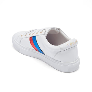 Hoxton - Stripes Blue & Red Leather Trainers Cocorose London