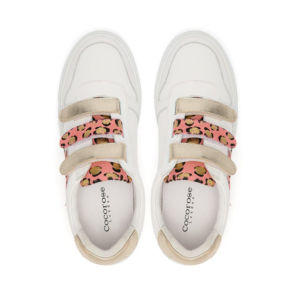 Hoxton - Velcro Pink & Gold Leopard Trainers Cocorose London