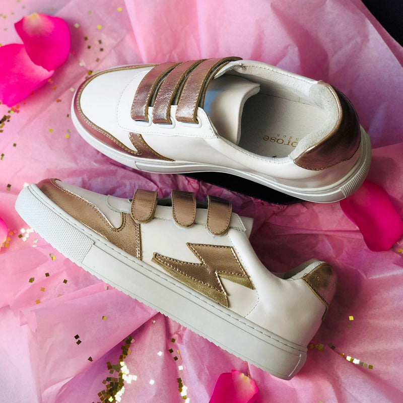 Hoxton - Velcro Rose Gold Trainers Cocorose London