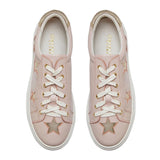 Hoxton - Pastel Pink with Gold Stars Leather Trainers Cocorose London
