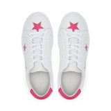 Hoxton - White with Fuchsia Stars Leather Trainers Cocorose London