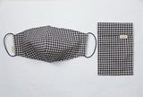 Cotton Face Mask with Filter Pocket and Matching Pouch - Gingham Black Cocorose London